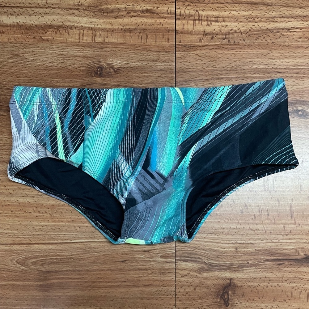 Green Abstract Mens Swim Boxer Briefs / speedo